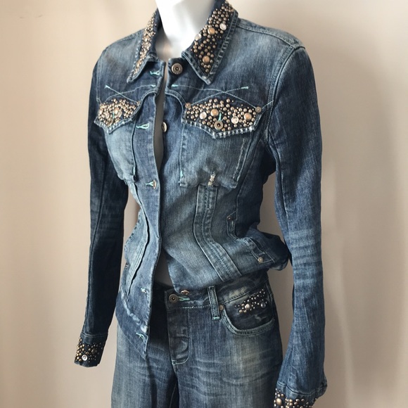 Vintage Parasuco denim jacket with grommet detail. Size medium - Picture 2 of 12